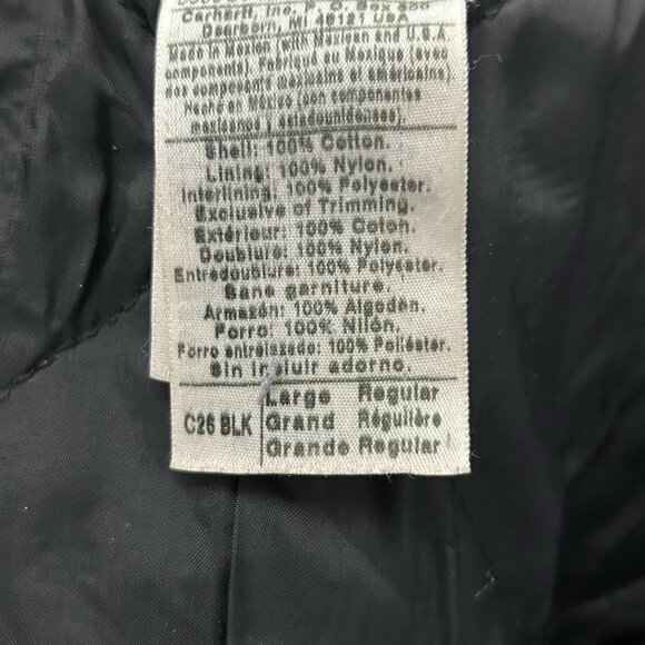Y2K Carhartt C26 Sz Large BLK Arctic Detroit Jacket Black Quilted Vintage Chore - Picture 10 of 16